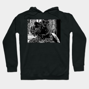 Black Miniature Schnauzer Dog Linoprint Hoodie